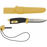 Нож с фиксированным лезвием Morakniv Companion Spark Black Yellow, сталь Sandvik 12C27, рукоять резина/пластик купить в Тамбове