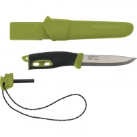 Нож с фиксированным лезвием Morakniv Companion Spark (S) Green, сталь Sandvik 12C27, рукоять резина/пластик купить в Тамбове