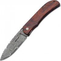 Нож складной Boker Plus Exskelibur I Damascus Cocobolo, дамасская сталь Plain, рукоять дерево, 01BO222DAM купить в Тамбове