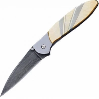 Полуавтоматический складной нож Santa Fe Kershaw Leek, дамасская сталь, рукоять сталь с накладкой из перламутра купить в Тамбове