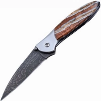 Полуавтоматический складной нож Santa Fe Kershaw Leek, дамасская сталь, рукоять сталь с накладкой из зуба мамонта купить в Тамбове