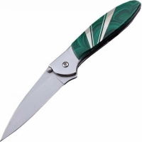 Полуавтоматический складной нож Santa Fe Kershaw Leek, сталь 14C28N, рукоять сталь с накладкой из малахита купить в Тамбове