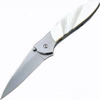 Полуавтоматический складной нож Santa Fe Kershaw Leek, сталь 14C28N, рукоять сталь с накладкой из перламутра купить в Тамбове