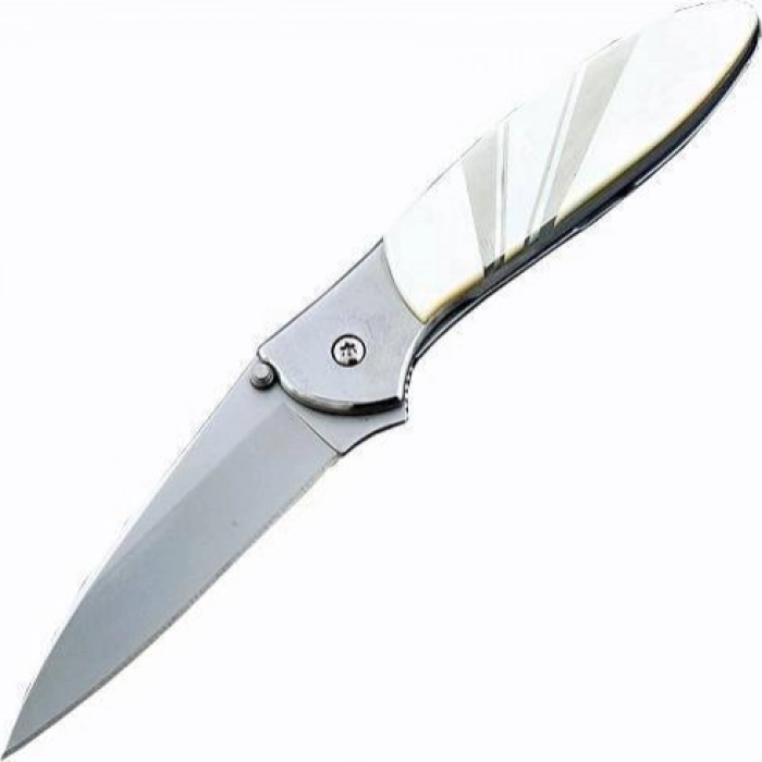 Полуавтоматический складной нож Santa Fe Kershaw Leek, сталь 14C28N, рукоять сталь с накладкой из перламутра