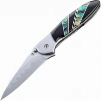 Полуавтоматический складной нож Santa Fe Kershaw Leek, сталь D2/14C28N, рукоять сталь с накладкой из зуба мамонта купить в Тамбове