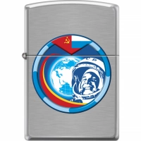 Зажигалка ZIPPO Гагарин с покрытием Brushed Chrome купить в Тамбове