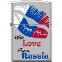 Зажигалка ZIPPO Из России с любовью, латунь/сталь с покрытием Satin Chrome, матовая, 36x12x56 мм купить в Тамбове